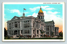 c1920 WB Postcard Cheyenne WY State Capitol Building Cannon picture