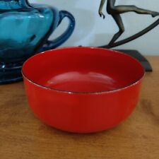 Vintage MCM Cherry Red Enamel Snack Bowl Candy Dish 5.5