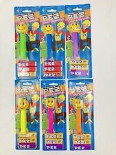 PEZ Dispenser Lot of 6 New on Card Funky Faces Smiley (2000) Yellow Head picture