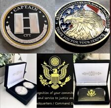 2pcs Army Rank Captain O-3 And  US MILITARY EAGLE FORCES COST GUARD COIN picture