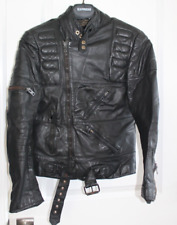 Harley- Davidson Vintage Black Leather Belted Biker Jacket Coat Men's 48 Regular picture