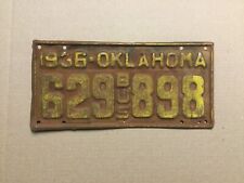 VINTAGE 1936 OKLAHOMA BUS LICENSE PLATE 629 898 picture