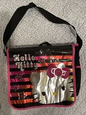 Hello Kitty Satchel Tote Bag Purse Computer Travel Pink Black Pockets picture