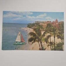 Royal Hawaiian Hotel Waikiki Hawaii Vintage Chrome Postcard Ocean View Beach picture