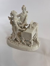 Vintage Made in Occupied Japan White Figurine Couple at Piano Violin S Mark picture