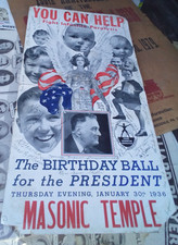Original Howard Chandler Christy FDR Birthday Ball 1936 Sign Fight Paralysis picture