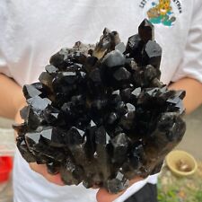 2.7lb Large Natural Black Smoky Quartz Crystal Cluster Rough Mineral Specimen picture