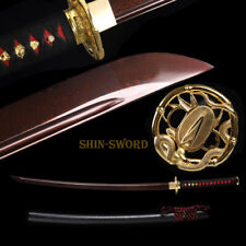 Handmade Red Blood DAMASCUS FOLDED STEEL Japanese Katana Sword  Full Tang Blade picture