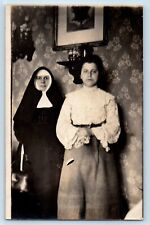 RPPC Photo Postcard One Dressed as Nun Religious c1910 Unposted Antique picture
