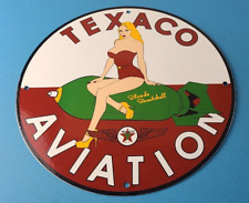 Vintage Texaco Gasoline Sign - Blonde Bombshell Sign, Gas Pump Porcelain Sign picture
