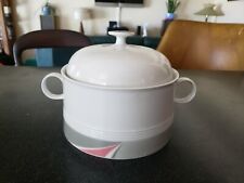 RARE VINTAGE 1980S FRIESLAND GERMANY COVERED CASSEROLE PINK GRAY WHITE RED picture