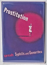 PROPAGANDA WWII MAGNET 2"x3" WAR USA STD SYPHILIS REGRET PROSTITUTE 9 picture