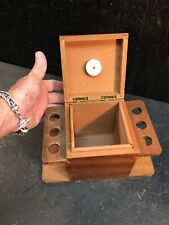 Vintage wooden 6 pipe holder with humidor. Wood tobacco box Mid Century picture