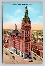 Milwaukee WI-Wisconsin, Scenic View City Hall, Antique Vintage Postcard picture