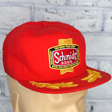 VTG Schmidt Beer Trucker Hat Cap Snapback Red Gold Leaf Patch Made in USA picture