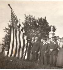 GAR Veterans Military Memorial Cemetery Large American Flag RPPC Postcard picture