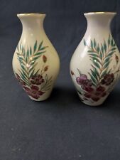 Set 2 Vintage Zsolnay Hand Painted Vases 5.25