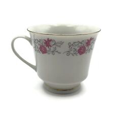 White Porcelain Pink Floral Black Vines Design Teacup Made In China picture