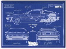 Back to the Future DeLorean and Flux Capacitor Blueprint Refrigerator Magnet NEW picture
