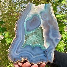 1.7LB Natural Amethyst agate geode  crystal Hand cut piece specimen Healing picture