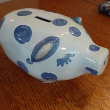 M.A. HADLEY POTTERY Polka Dot Pig Piggy Bank 9” x 5” x 5”, Excellent Condition picture