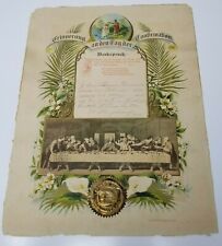 Lutheran German Confirmation Color Proclamation Certificate Antique 1902  picture