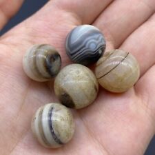 Lot of 5 Ancient Old Himalayan Indo Tibetan Sulumani Agate Beads picture