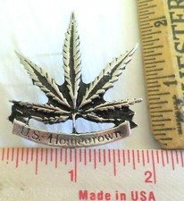 Marijuana pin vintage collectible old biker vest pinback smoking pot weed leaf picture