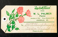 1937 LOUISVILLE KENTUCKY W.L. PALMER Florist Original Flowers Delivery Name Card picture
