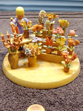 Erzgebirge Figurine- Vintage Carved Wood Flower Market Stand - East Germany picture