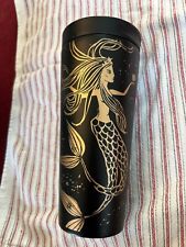 Starbucks 2016 Matte Black & Gold Siren Mermaid Stainless Tumbler 16oz picture