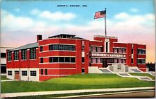 Linen Postcard Armory in Marion, Indiana~1473 picture