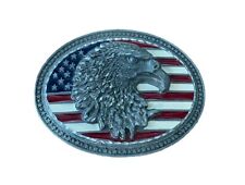 Legends West Eagle American Flag Western Belt Buckle Pewter Patriotic 4”x3” picture