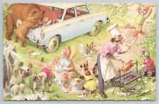Postcard Cats Alfred Mainzer 4981 Bear at Car During Cookout picture