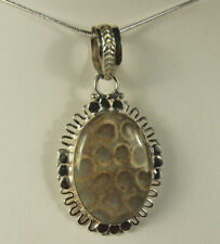 Fossilized CORAL Necklace Sterling Silver PREHISTORIC 22