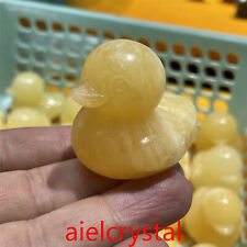 TOP Natural yellow Aventurine duck Quartz Carved Crystal Skull Healing 2.2