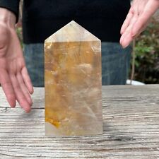 2.5LB 6.2'' Natural Yellow Fire Quartz Hematoid Obelisk Crystal Point Tower picture