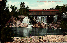 Vintage 1910's Covered Bridge at Gages Mills, Bellows Falls, Vermont VT Postcard picture