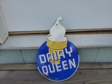 VINTAGE DAIRY QUEEN ICE CREAM 8.5” PORCELAIN GAS OIL SIGN picture