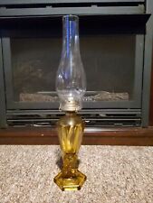 Stunning Working Antique Light  Amber Glass Sea Serpent Pedastal Oil Lamp VGC picture