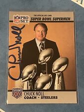 Chuck Noll signed autographed football card 1990 Pro Set Superbowl Supermen picture