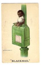 1918 R&N Postcard Series #706 Little Boy Sitting on Top of a Green Mailbox picture