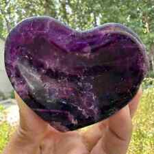 175g Natural purple fluorite handmade heart bowl quartz crystal decor healing picture