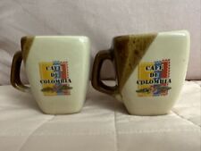 2 Pcs x Cafe De Colombia Coffee Espresso Cup Porcelain Brown & Beige. Medellin picture