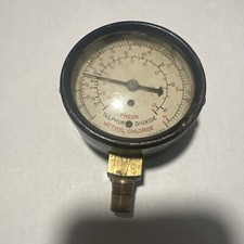Vintage US GAUGE CO PRESSURE GAUGE FREON SULPHUR DIOXIDE picture