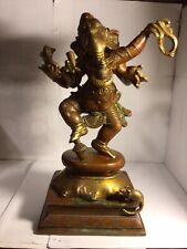 vintage Antique large brass Ganesh statue 12” high 10.4 lb picture