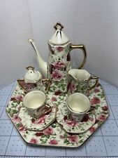 Baum Brothers Formalities 10 Piece Mini Tea Set Gold Victorian Rose picture