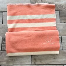 Vintage Baron Woolen Mills Striped Rising Sun Blanket 75 x 59 Peach Orange picture