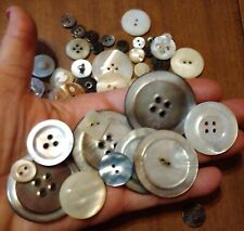 Lot of 63 Vintage Smoky Abalone Mother Pearl Button Diff Size Huge to Tiny Shell picture