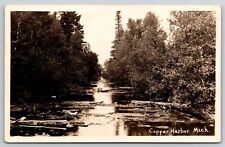 RPPC Copper Harbor Michigan MI Postcard Scenic View Old Black White Postcard picture